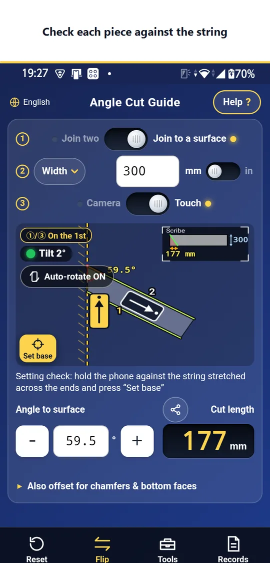 Setting check against the string