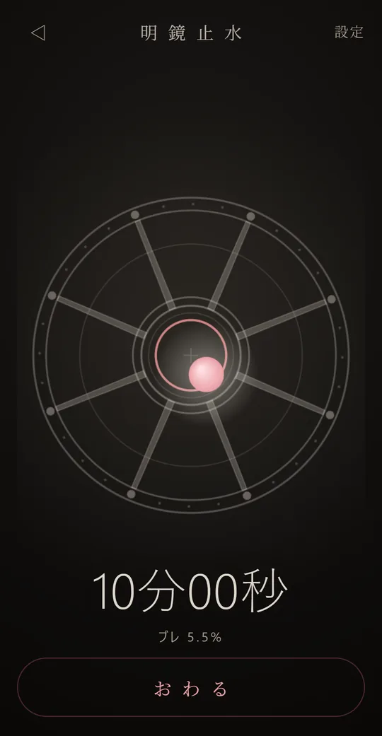 The screen when the dot leaves the ring (wheel pattern)