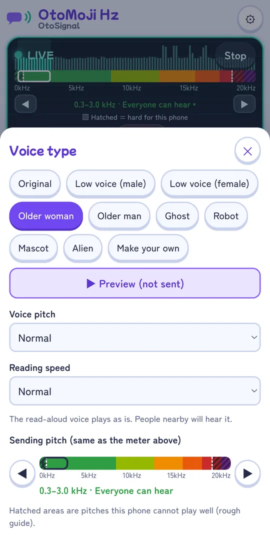 Choosing the voice type