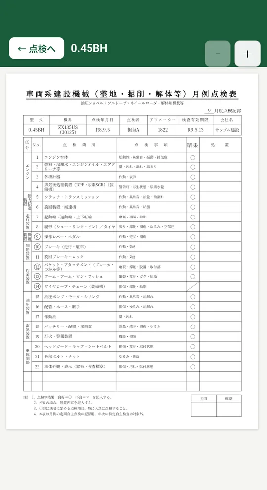 かんたん点検表